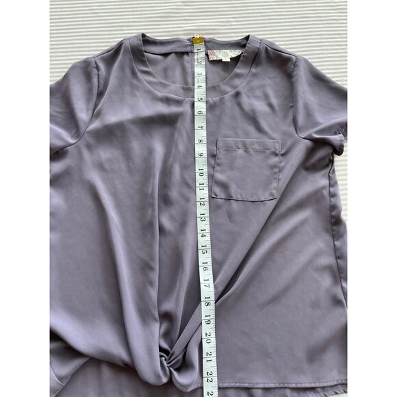 Pink Rose Women's Short Sleeve Purple Pocket T-Shirt Size M Back zipper casual - Picture 7 of 7